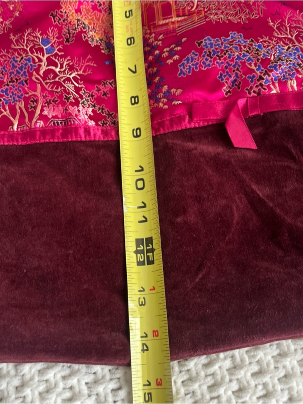 Old Navy Boho Bag Tote Pink Y2k Cotton Polyester Velvet Sateen Chinese Floral - Picture 16 of 16